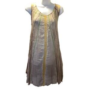 Viviana Uchitel NWT Chiffon Silk Crinkle Flowy Trapeze Sheer Midi Dress $435 2 S